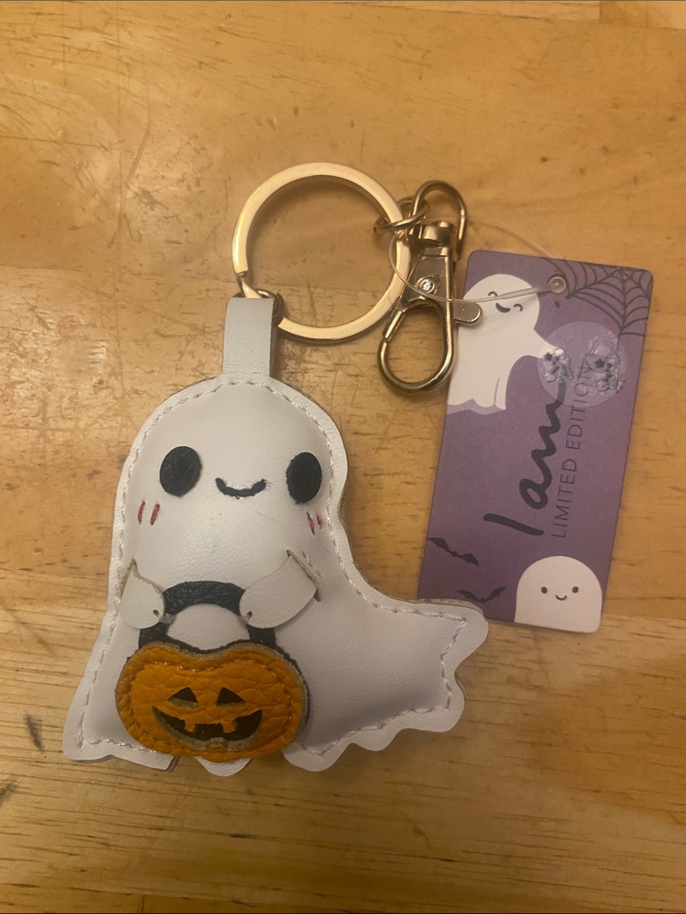 White Ghost Bag charm Keychain with Gold Hardware by I am NWT Halloween